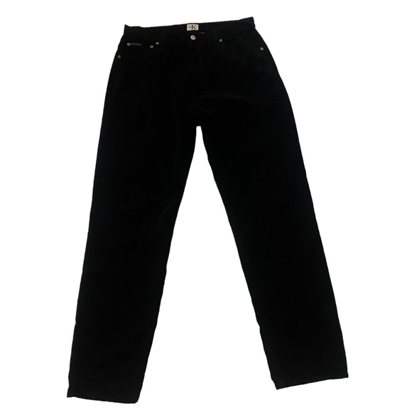 90's Y2K Calvin Klein Jeans Size 33 Velvet Black M. Easy Fit Pants 100% Cotton - Picture 1 of 15